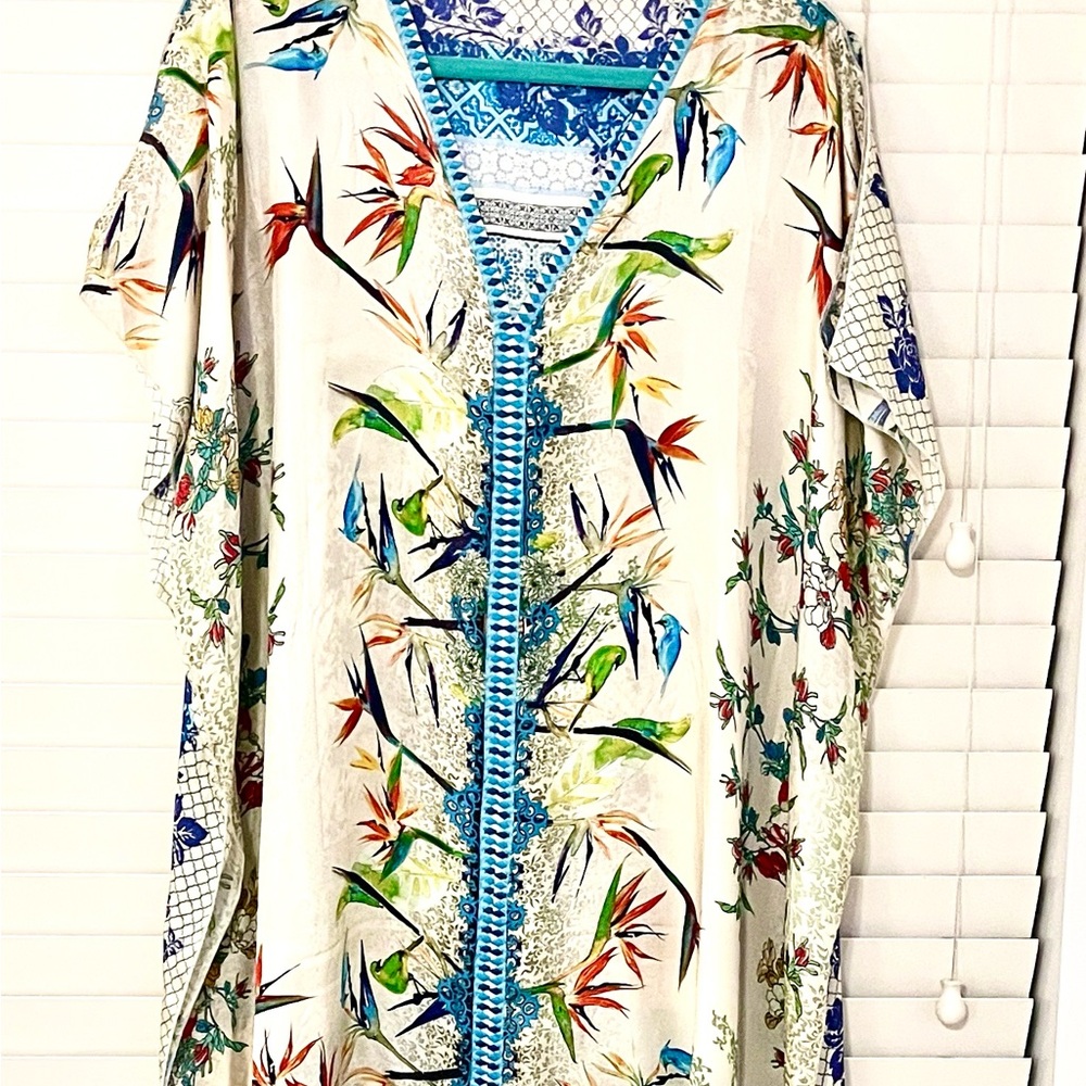 Johnny Was Multicolor Bird Print Tunic